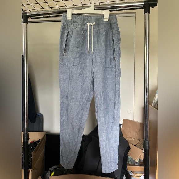 Athleta Cabo Linen Joggers Chambray Blue Size 4 - Picture 3 of 6